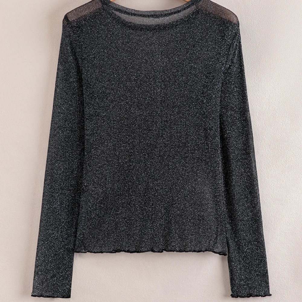 Black Sheer Glitter Top - Picture 8 of 9